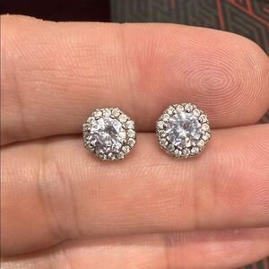 Elegant Sterling Silver Stud Earrings with Clear Gemstones